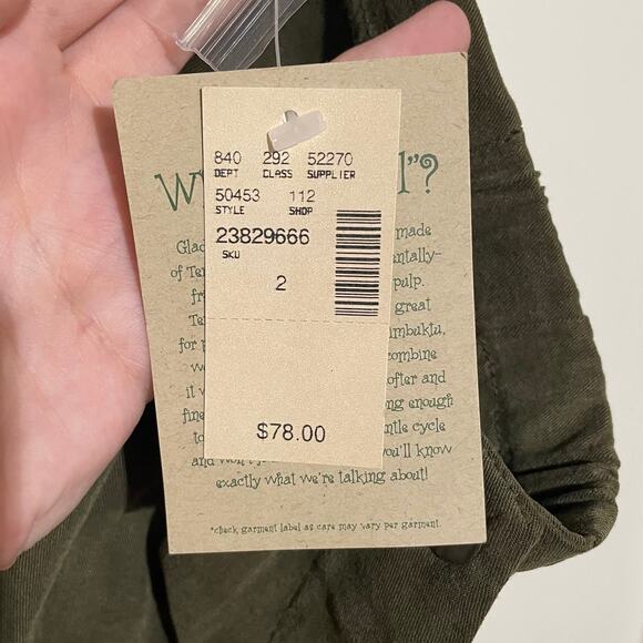 NWT TimBukTu Station 100% Tencel Olive Green Midi Skirt Size 2 Vintage Granola - Picture 11 of 14